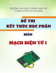 Đề thi kết thúc học phần môn Mạch điện tử 1